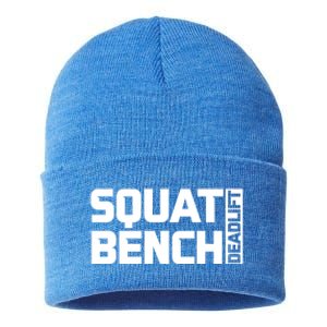 Squat Bench Deadlift Gym Weightlifting Workout Fitness Cute Gift Sustainable Knit Beanie