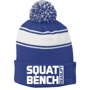 Squat Bench Deadlift Gym Weightlifting Workout Fitness Cute Gift Stripe Pom Pom Beanie