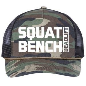 Squat Bench Deadlift Gym Weightlifting Workout Fitness Cute Gift Retro Rope Trucker Hat Cap