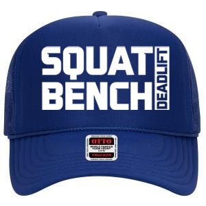 Squat Bench Deadlift Gym Weightlifting Workout Fitness Cute Gift High Crown Mesh Back Trucker Hat