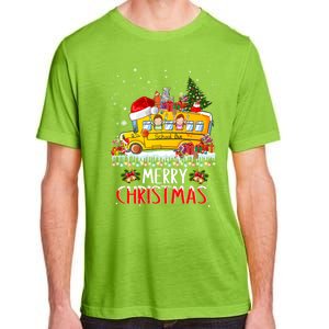 School Bus Driver Merry Christmas Pajamas Lights Xmas Ugly Gift Adult ChromaSoft Performance T-Shirt