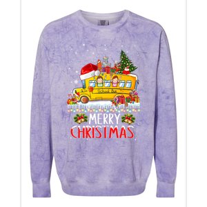 School Bus Driver Merry Christmas Pajamas Lights Xmas Ugly Gift Colorblast Crewneck Sweatshirt