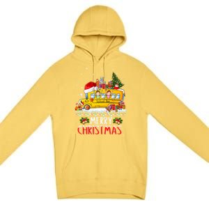 School Bus Driver Merry Christmas Pajamas Lights Xmas Ugly Gift Premium Pullover Hoodie