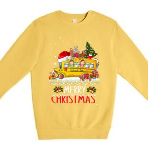 School Bus Driver Merry Christmas Pajamas Lights Xmas Ugly Gift Premium Crewneck Sweatshirt