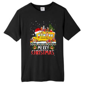 School Bus Driver Merry Christmas Pajamas Lights Xmas Ugly Gift Tall Fusion ChromaSoft Performance T-Shirt