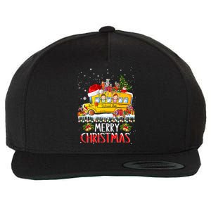 School Bus Driver Merry Christmas Pajamas Lights Xmas Ugly Gift Wool Snapback Cap