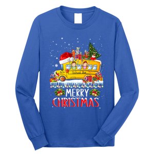 School Bus Driver Merry Christmas Pajamas Lights Xmas Ugly Gift Long Sleeve Shirt