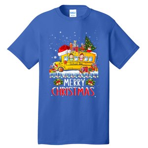 School Bus Driver Merry Christmas Pajamas Lights Xmas Ugly Gift Tall T-Shirt