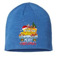 School Bus Driver Merry Christmas Pajamas Lights Xmas Ugly Gift Sustainable Beanie