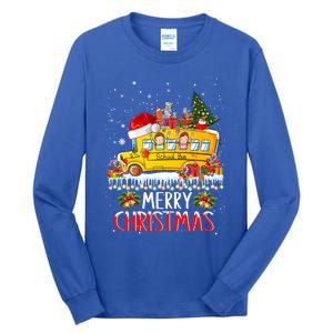 School Bus Driver Merry Christmas Pajamas Lights Xmas Ugly Gift Tall Long Sleeve T-Shirt