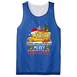 School Bus Driver Merry Christmas Pajamas Lights Xmas Ugly Gift Mesh Reversible Basketball Jersey Tank