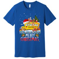 School Bus Driver Merry Christmas Pajamas Lights Xmas Ugly Gift Premium T-Shirt