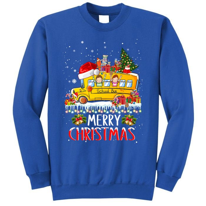 School Bus Driver Merry Christmas Pajamas Lights Xmas Ugly Gift Tall Sweatshirt