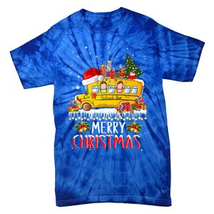 School Bus Driver Merry Christmas Pajamas Lights Xmas Ugly Gift Tie-Dye T-Shirt