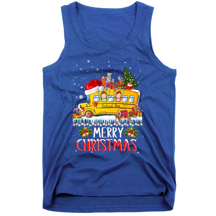 School Bus Driver Merry Christmas Pajamas Lights Xmas Ugly Gift Tank Top