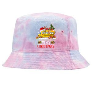 School Bus Driver Merry Christmas Pajamas Lights Xmas Ugly Gift Tie-Dyed Bucket Hat