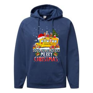 School Bus Driver Merry Christmas Pajamas Lights Xmas Ugly Gift Performance Fleece Hoodie