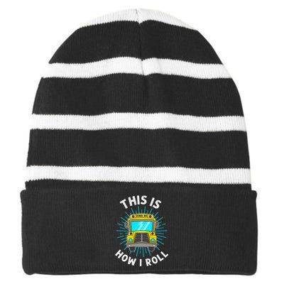 School Bus Driver Art For Women School Bus Driver Striped Beanie with Solid Band