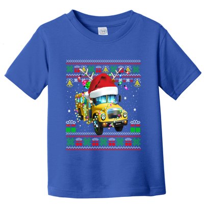 School Bus Driver Reindeer Santa Hat Ugly Sweater Christmas Gift Toddler T-Shirt