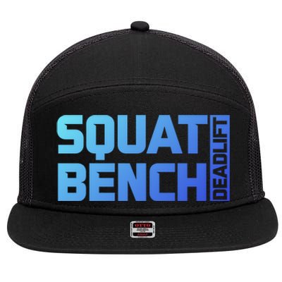 Squat Bench Deadlift Gym Weightlifting Workout Fitness Cute Gift 7 Panel Mesh Trucker Snapback Hat