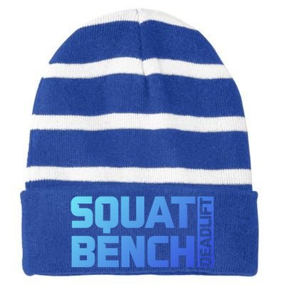 Squat Bench Deadlift Gym Weightlifting Workout Fitness Cute Gift Striped Beanie with Solid Band