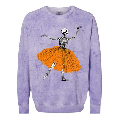 Skeleton Ballerina Dance Tutu Spooky Ballet Dancer Halloween Colorblast Crewneck Sweatshirt