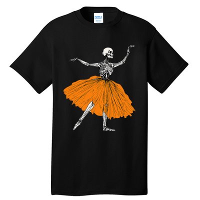 Skeleton Ballerina Dance Tutu Spooky Ballet Dancer Halloween Tall T-Shirt