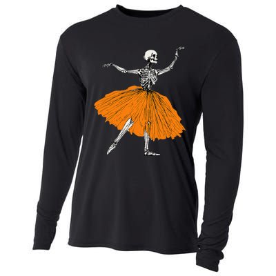 Skeleton Ballerina Dance Tutu Spooky Ballet Dancer Halloween Cooling Performance Long Sleeve Crew