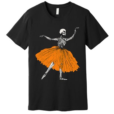 Skeleton Ballerina Dance Tutu Spooky Ballet Dancer Halloween Premium T-Shirt