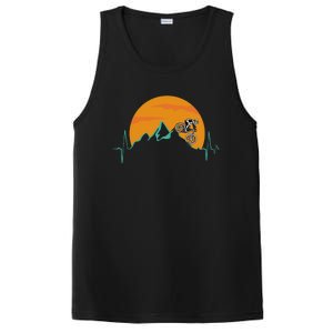 Sunset Biker Downhill Mtb Biking Mountain Bike Heartbeat Funny Gift PosiCharge Competitor Tank