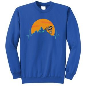 Sunset Biker Downhill Mtb Biking Mountain Bike Heartbeat Funny Gift Sweatshirt