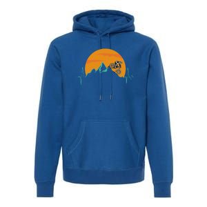 Sunset Biker Downhill Mtb Biking Mountain Bike Heartbeat Funny Gift Premium Hoodie