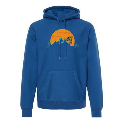 Sunset Biker Downhill Mtb Biking Mountain Bike Heartbeat Funny Gift Premium Hoodie