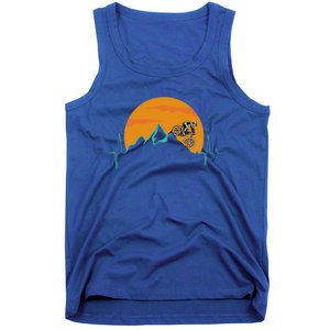 Sunset Biker Downhill Mtb Biking Mountain Bike Heartbeat Funny Gift Tank Top