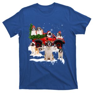 St Bernard Dog Red Truck Christmas Tree Santa Ugly Xmas Gift T-Shirt