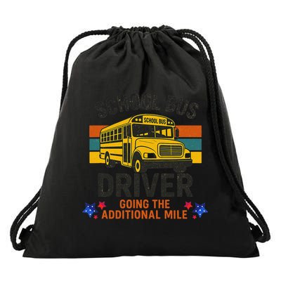 School Bus Driver - Going The Additional Mile Retro Vintage Drawstring Bag