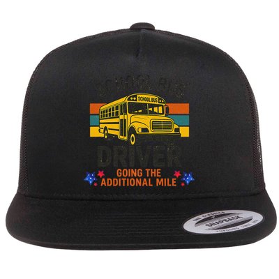 School Bus Driver - Going The Additional Mile Retro Vintage Flat Bill Trucker Hat