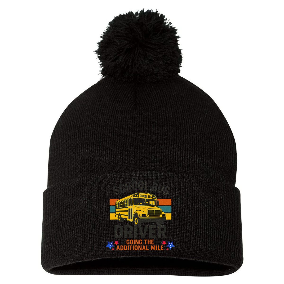 School Bus Driver - Going The Additional Mile Retro Vintage Pom Pom 12in Knit Beanie