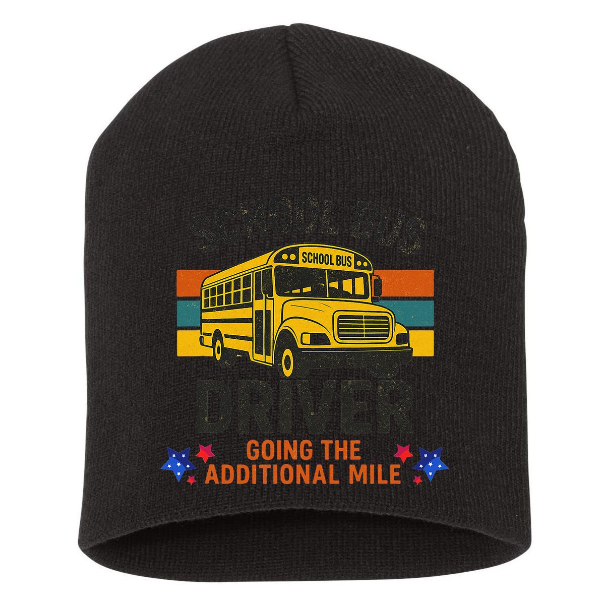 School Bus Driver - Going The Additional Mile Retro Vintage Short Acrylic Beanie