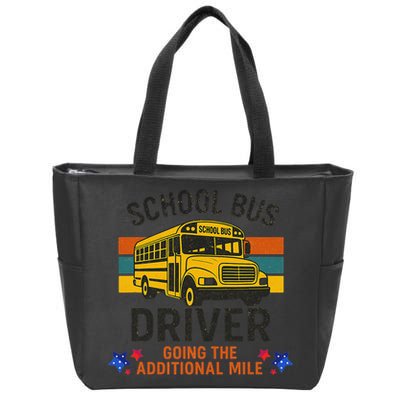 School Bus Driver - Going The Additional Mile Retro Vintage Zip Tote Bag