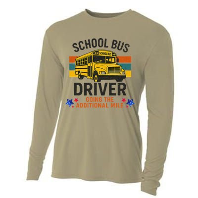 School Bus Driver - Going The Additional Mile Retro Vintage Cooling Performance Long Sleeve Crew