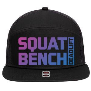 Squat Bench Deadlift Gym Weightlifting Workout Fitness Cute Gift 7 Panel Mesh Trucker Snapback Hat