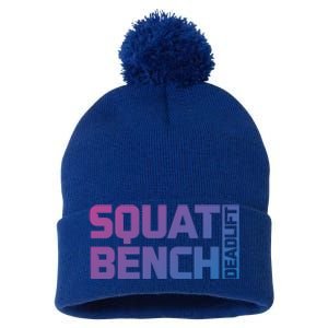 Squat Bench Deadlift Gym Weightlifting Workout Fitness Cute Gift Pom Pom 12in Knit Beanie