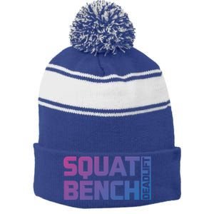 Squat Bench Deadlift Gym Weightlifting Workout Fitness Cute Gift Stripe Pom Pom Beanie