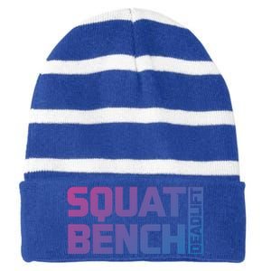 Squat Bench Deadlift Gym Weightlifting Workout Fitness Cute Gift Striped Beanie with Solid Band