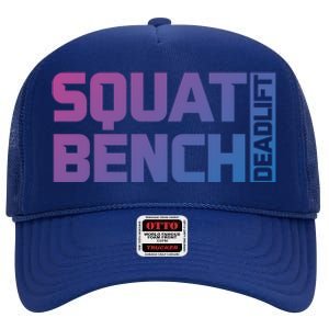 Squat Bench Deadlift Gym Weightlifting Workout Fitness Cute Gift High Crown Mesh Back Trucker Hat