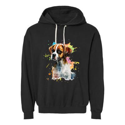 Splatter Boxer Dog Dog Puppy Veterinarian Animal Breeder Garment-Dyed Fleece Hoodie