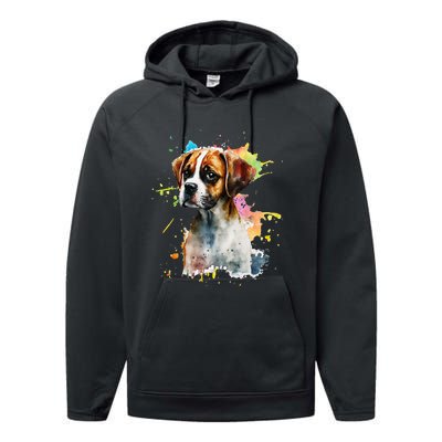 Splatter Boxer Dog Dog Puppy Veterinarian Animal Breeder Performance Fleece Hoodie