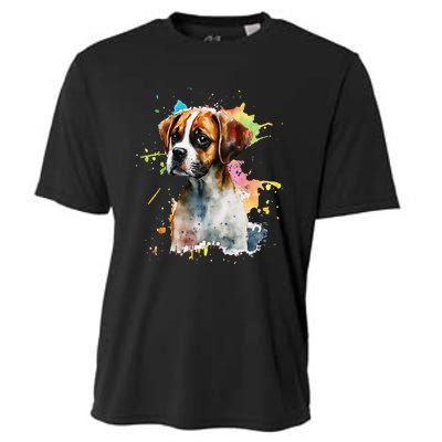 Splatter Boxer Dog Dog Puppy Veterinarian Animal Breeder Cooling Performance Crew T-Shirt