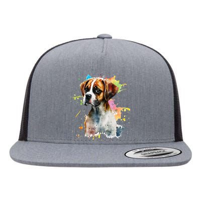 Splatter Boxer Dog Dog Puppy Veterinarian Animal Breeder Flat Bill Trucker Hat